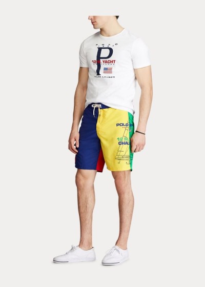 Short de Baño Polo Ralph Lauren Hombre Azules / Amarillos / Rojos - Kailua Polo Sport - ONMQD2410